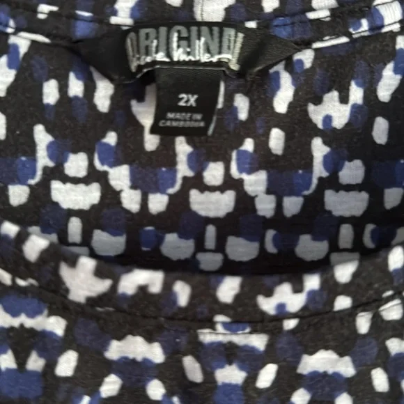 2X OriginalNicoleMiller Blue Black&White Dress 95%polyester 5%spandex Side ties - Picture 4 of 5